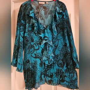 Ruffled, pleated boho shirt